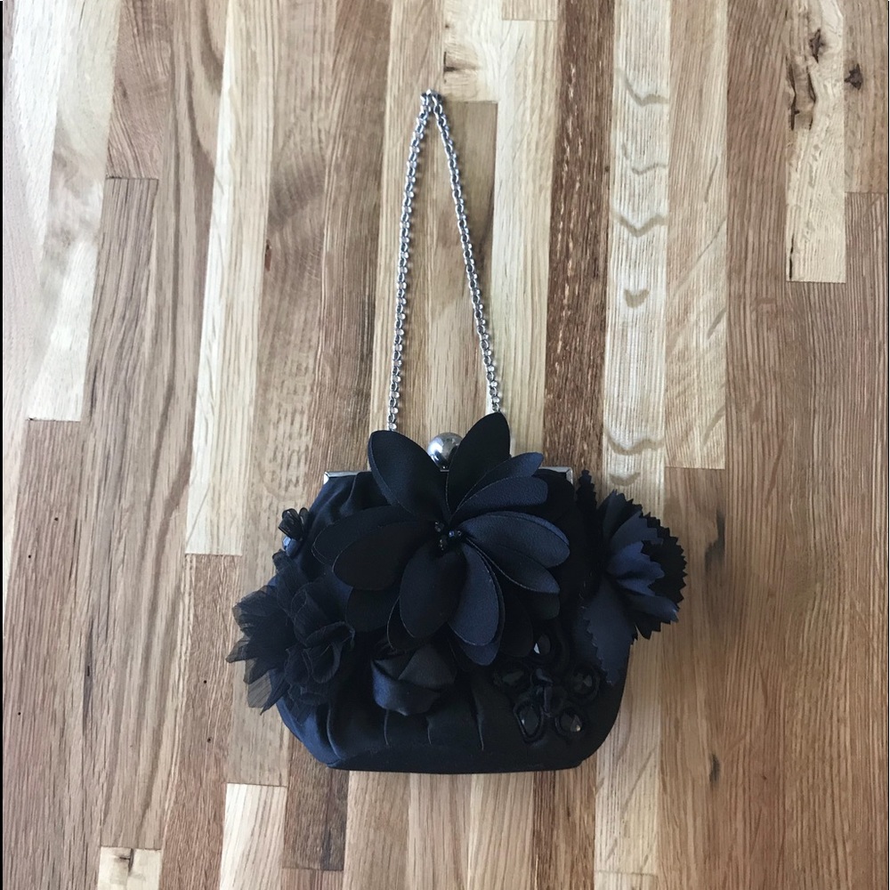 WHBM Black Clutch with Chain Strap